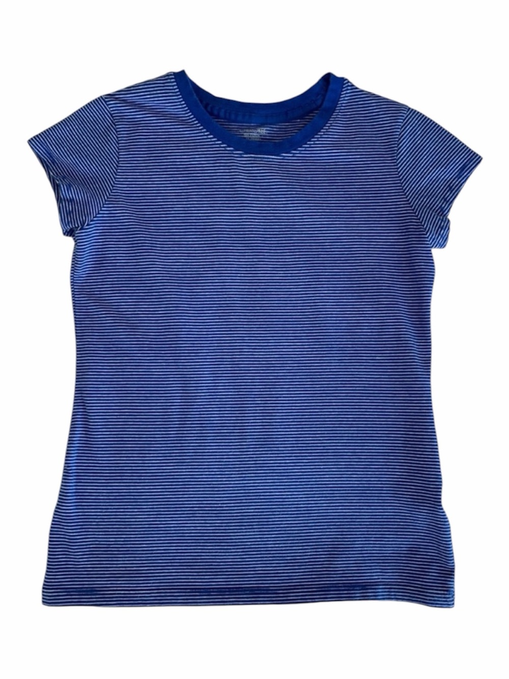 Cherokee T- Shirt Girls Size L Blue White Stripes Short Cap Sleeve Crewneck Top